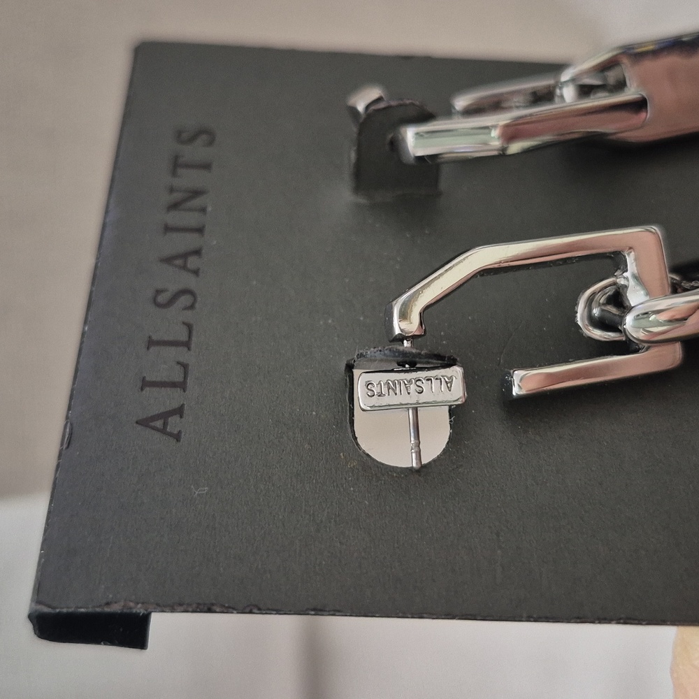 All Saints Silver Chain Earrings - Picture 2 of 4
